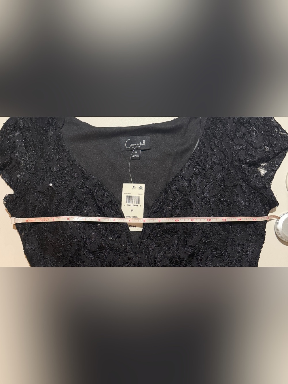 connected apparel Black Lace Sequin Long-Sleeve Evening Gown - Picture 7 of 14